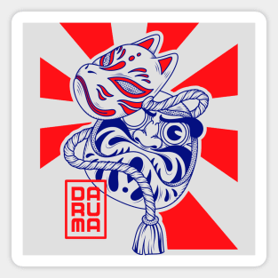 Daruma Kitsune Mask Magnet